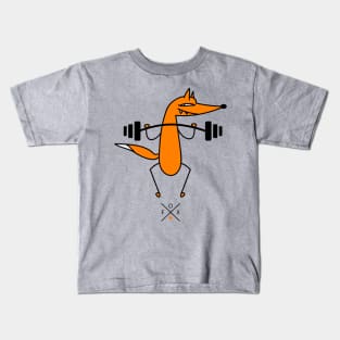 Funny weightlifter fox Kids T-Shirt